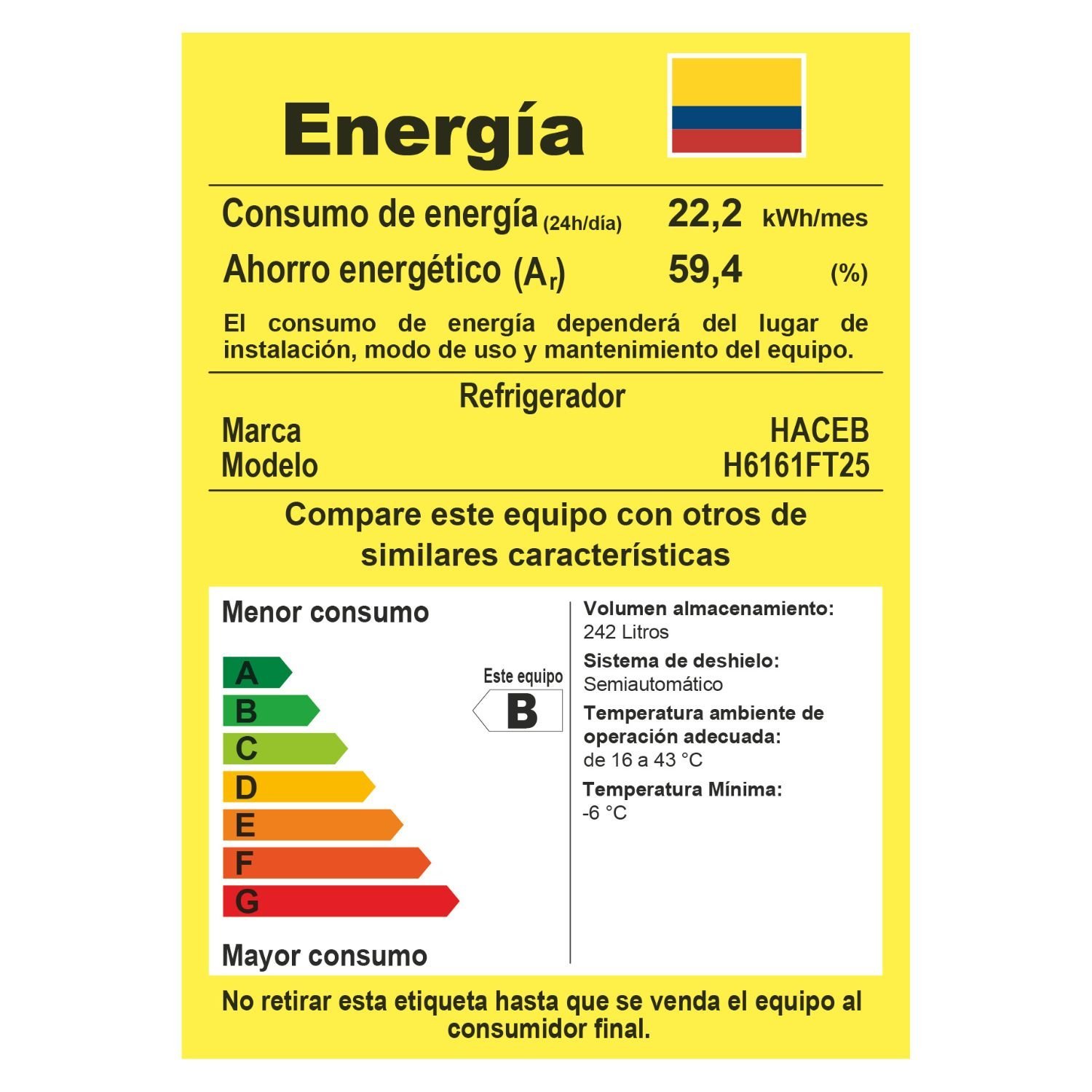 Nevera HACEB Frost 250 Litros Monopuerta NEV 250 CE TI Gris - Image 8