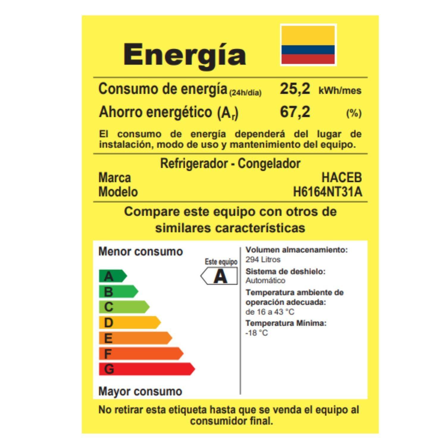 Nevera HACEB No Frost 311 LT Inverter NEV 311 SE DA MI NE INV - Image 8