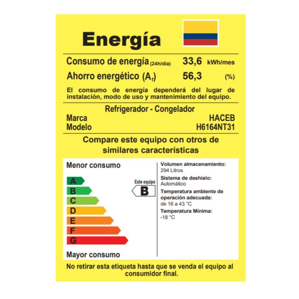 Nevera Haceb No Frost 311 Litros NEV 311 SE MI TI R2 Gris - Image 6