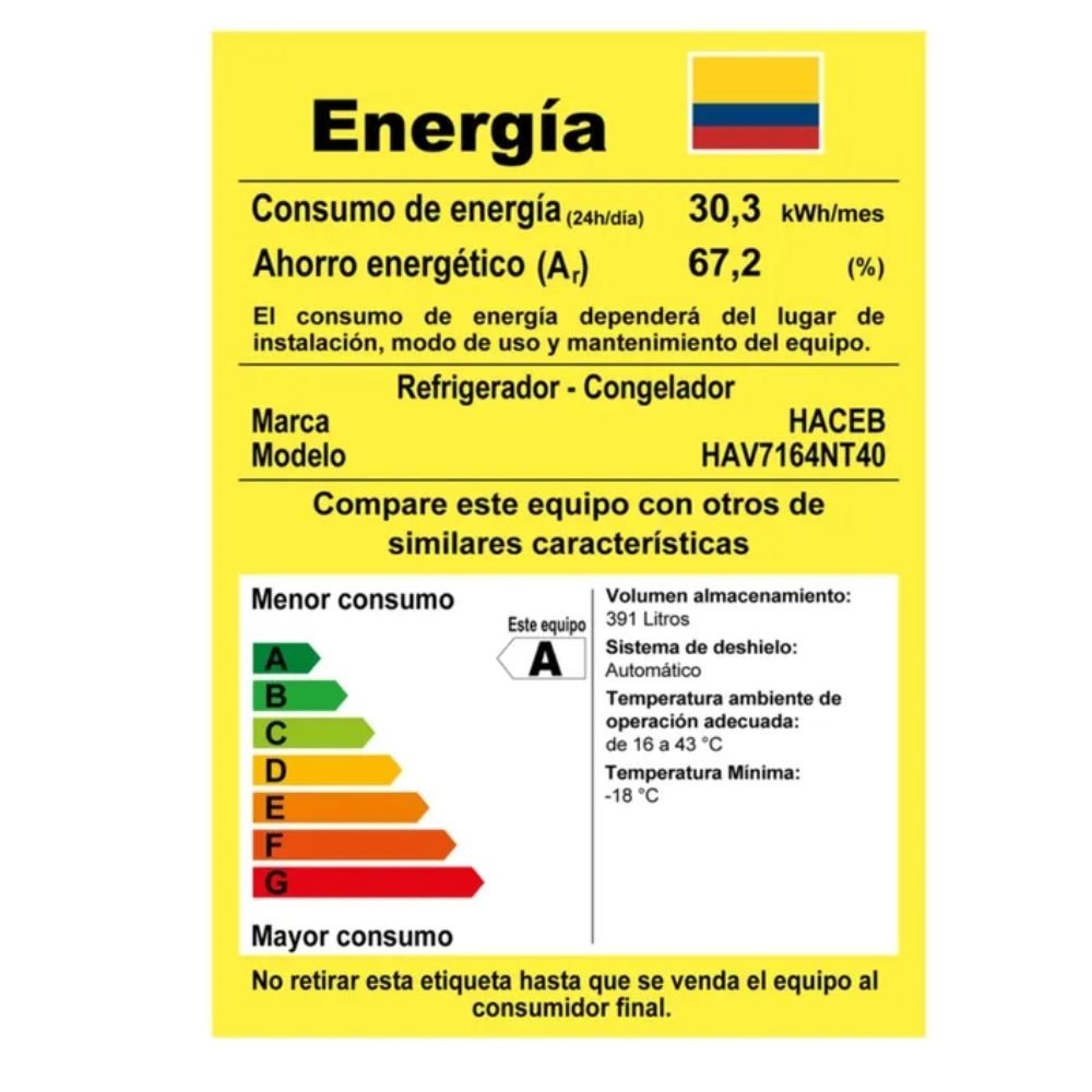 Nevera HACEB No Frost 404 Lt NEV ALC 404 Negro Inverter - Image 8