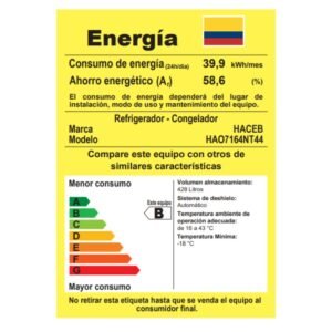 Nevera HACEB No Frost 448 Litros Manija Externa Negro - Image 8
