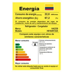Nevera HACEB No Frost 243 Litros Inverter Manija Externa Negro - Image 8