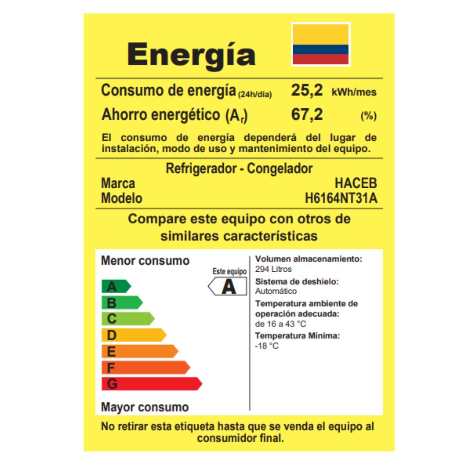 Nevera HACEB No Frost 311 Litros Inverter Manija Externa Negro - Image 8