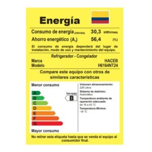 Nevera HACEB No Frost 243 Lt N 243 SE MI PLOMO Negro - Image 7