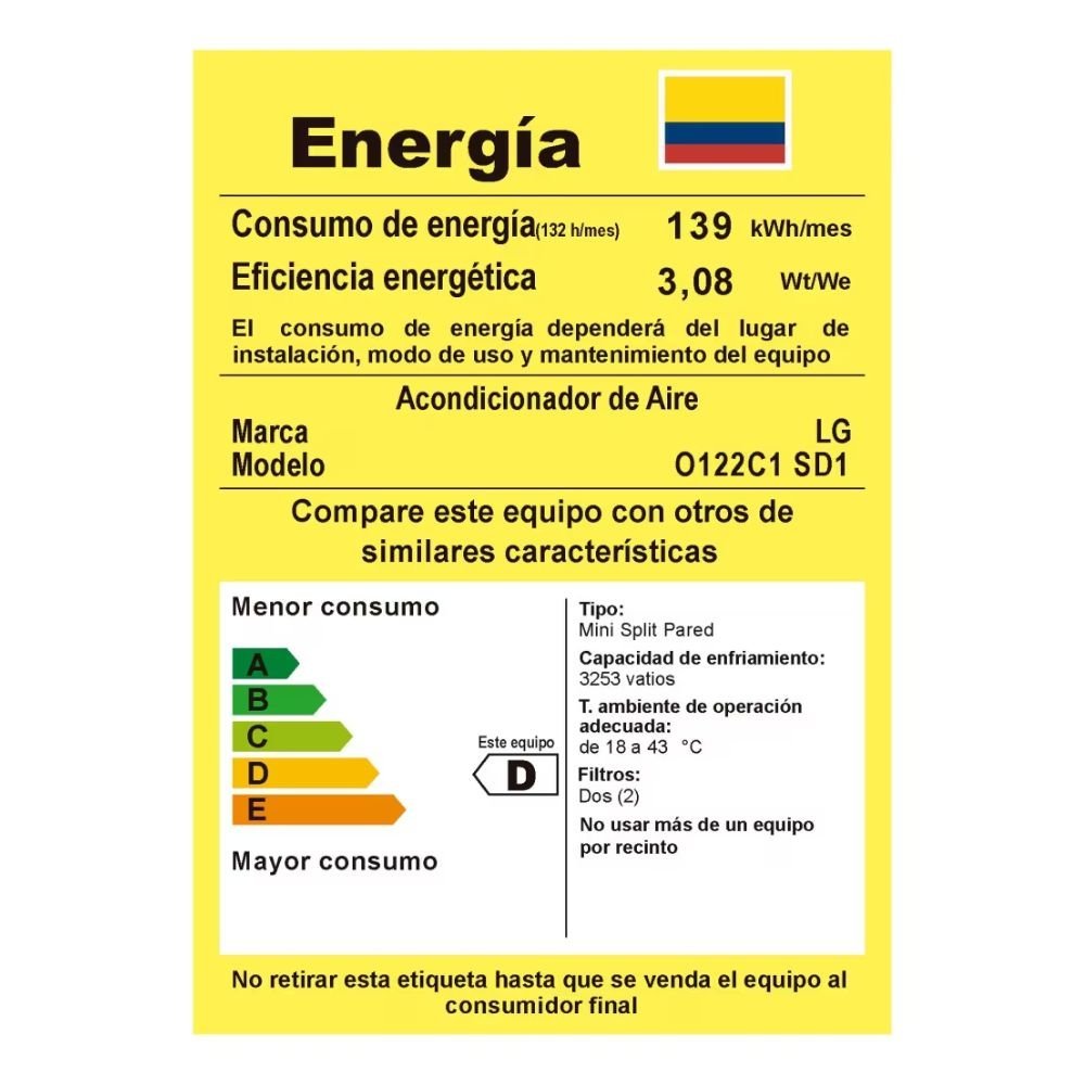 Aire Acondicionado 12000 BTU On/Off 220V LG O122C1 - Image 8