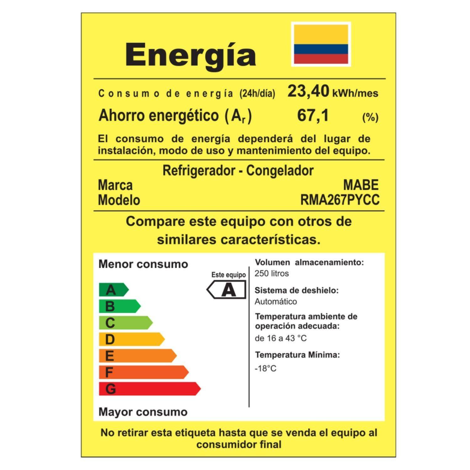 Nevera MABE No Frost 267 Lt RMA267PYCC Negro - Image 6