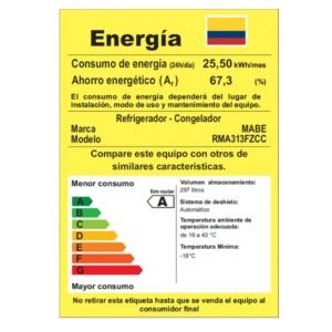 Nevera MABE No Frost 313 Litros RMA313FZCC Negro - Image 7
