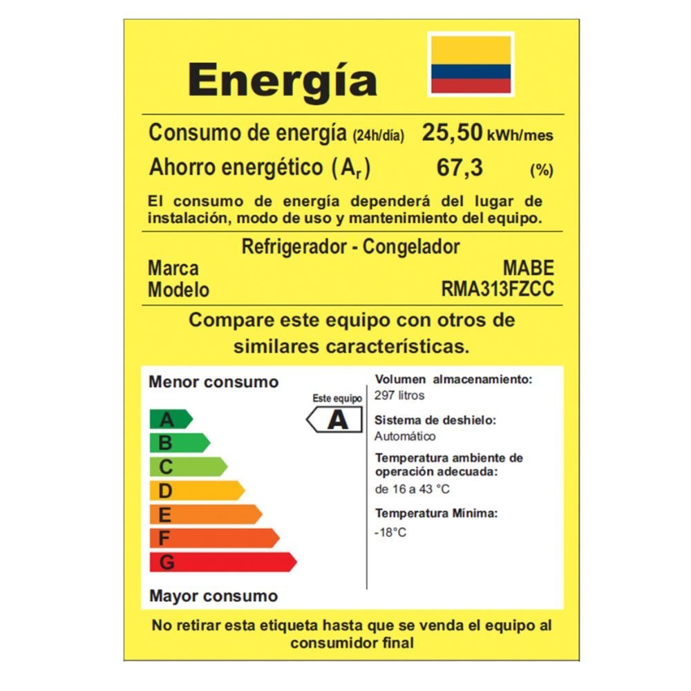 Nevera MABE No Frost 313 Litros RMA313FZCC Negro - Image 7
