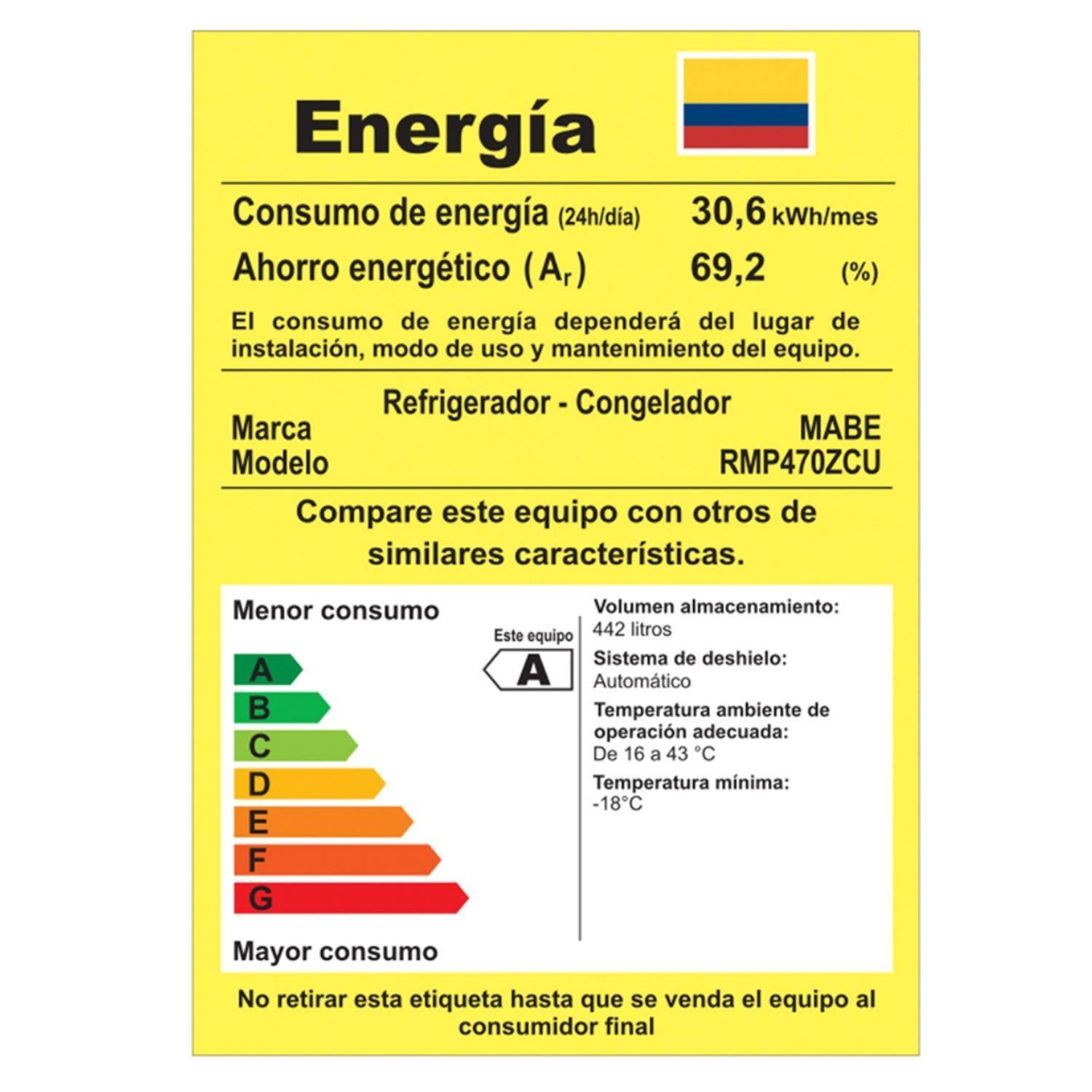 Nevera MABE No Frost 470 Litros Inverter RMP470ZCU Inox - Image 8