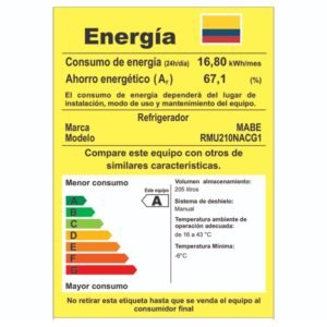Nevera Mabe Frost 211Lt Dispensador de Agua RMU210NACG1 Gris - Image 8