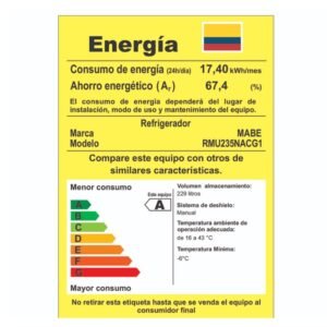 Nevera MABE Frost 235 Litros RMU235NACG1 Gris - Image 8