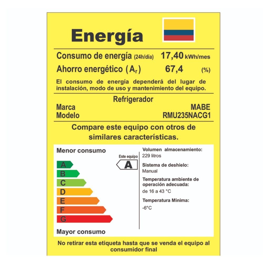 Nevera MABE Frost 235 Litros RMU235NACG1 Gris - Image 8