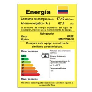 Nevera MABE Frost 235 Litros RMU235NACU Inox - Image 7