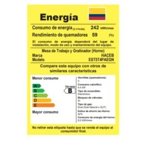 Estufa de Piso HACEB ROMERO 50cm 4 Puestos GN Horno Negro - Image 6