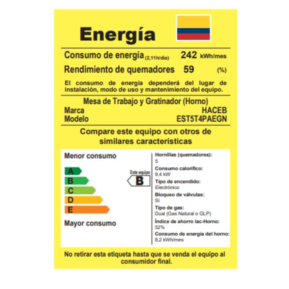 Estufa de Piso HACEB ROMERO 50cm 4 Puestos GN Horno Negro - Image 6