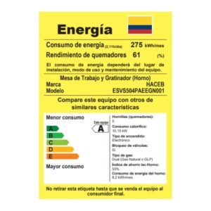 Estufa de Piso HACEB ROMERO 50cm 4 Puestos GN Horno Inox - Image 5