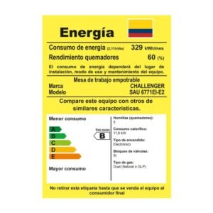 Estufa CHALLENGER 76cm 5 Puestos Gas Natural SAU 6771 Negro - Image 8