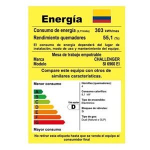 Estufa CHALLENGER 61 cm 4 Puestos Gas Natural SI 6960 Gris - Image 5