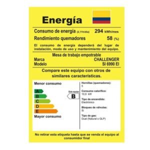Estufa CHALLENGER 86 cm 5 Puestos Gas Natural 120V SI 6990 - Image 5