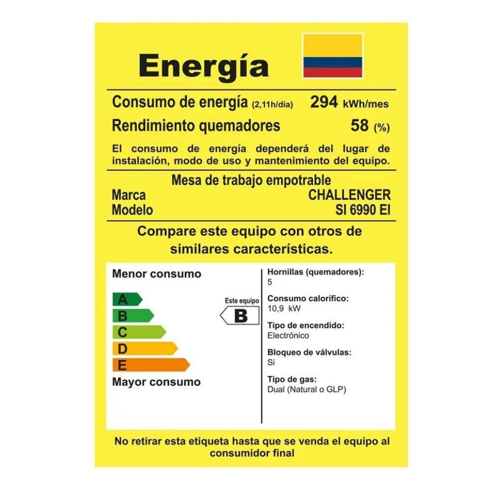 Estufa CHALLENGER 86 cm 5 Puestos Gas Natural 120V SI 6990 - Image 5