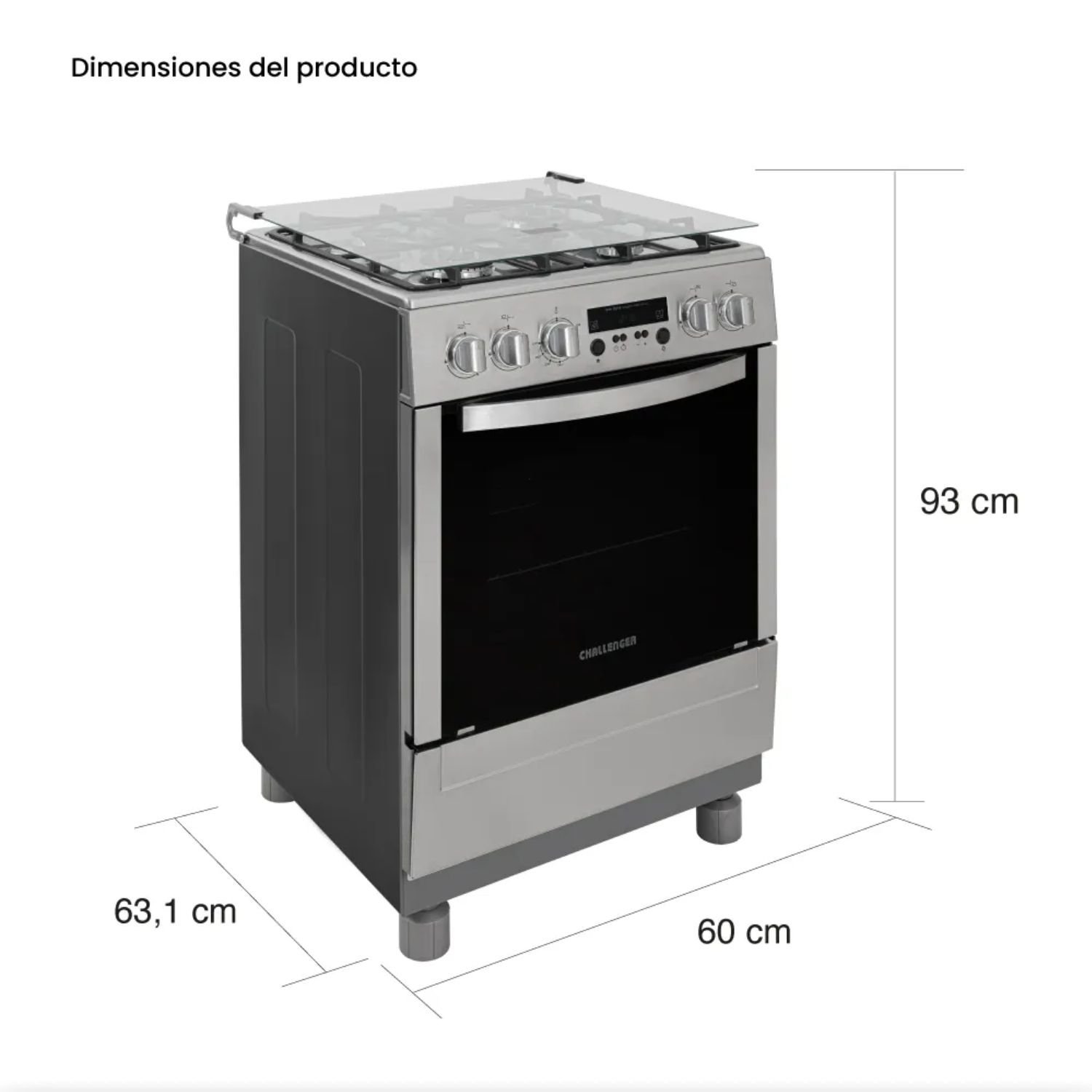 Estufa de Piso CHALLENGER 60cm 4 Puestos GN 9465 Inox - Image 7