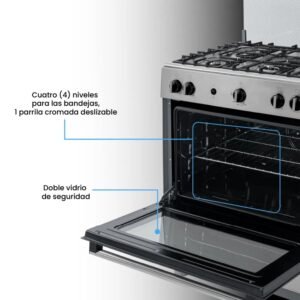 Estufa de Piso CHALLENGER 76cm Gas Natural 5 Ptos 9571 Inox - Image 5