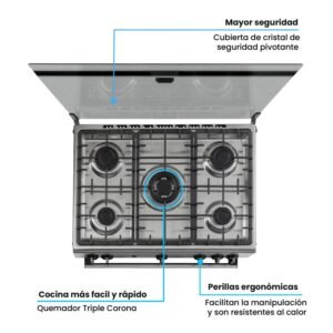 Estufa de Piso CHALLENGER 76cm Gas Natural 5 Ptos 9571 Inox - Image 6
