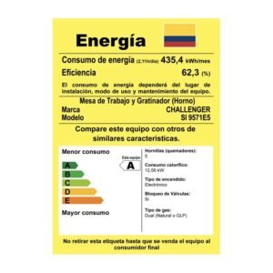 Estufa de Piso CHALLENGER 76cm Gas Natural 5 Ptos 9571 Inox - Image 8