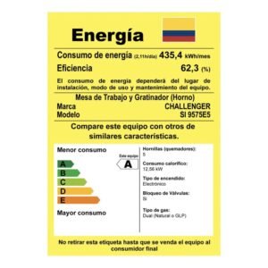 Estufa de Piso CHALLENGER 76cm Gas Natural 5 Puestos SI 9575 - Image 8