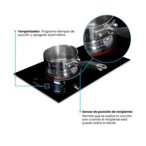 Estufa CHALLENGER 30cm 2 Puestos Induccion SL 6030 HI Negro - Image 4
