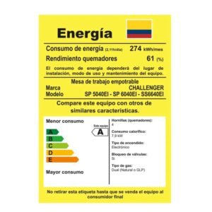 Estufa CHALLENGER 58.5 cm 4 Puestos Gas Natural SP 5040 EI - Image 8