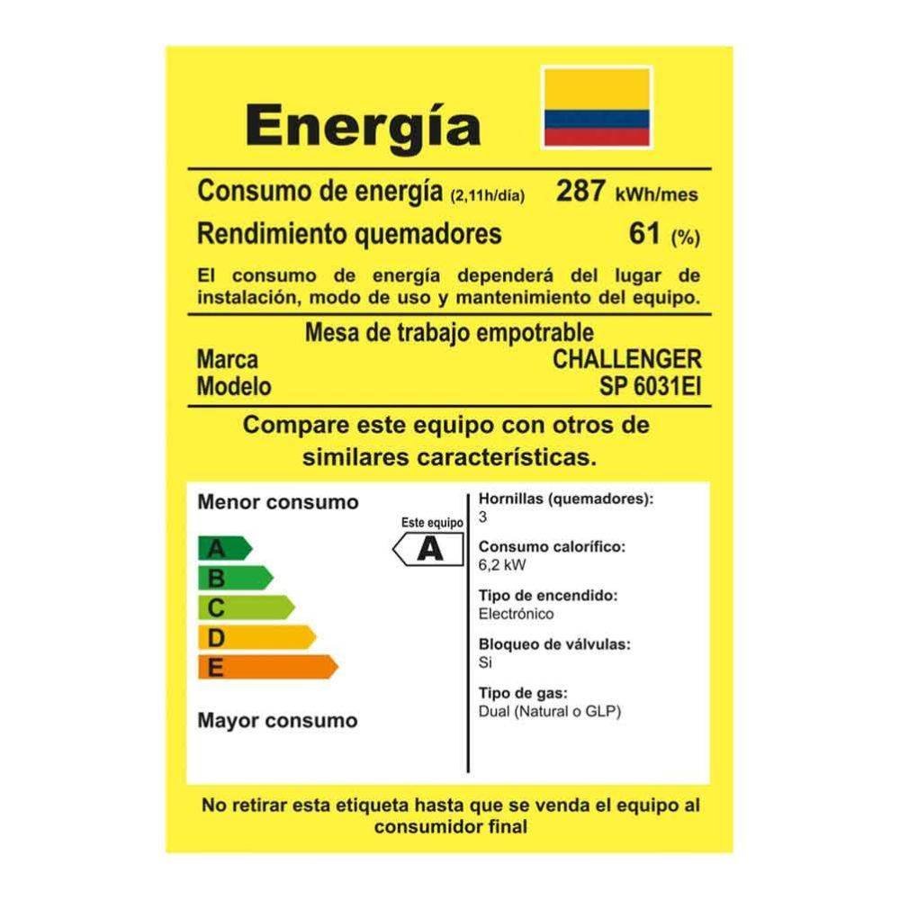 Estufa CHALLENGER 59cm 4 Puestos Gas Natural 220V SP 6039 Gris - Image 6
