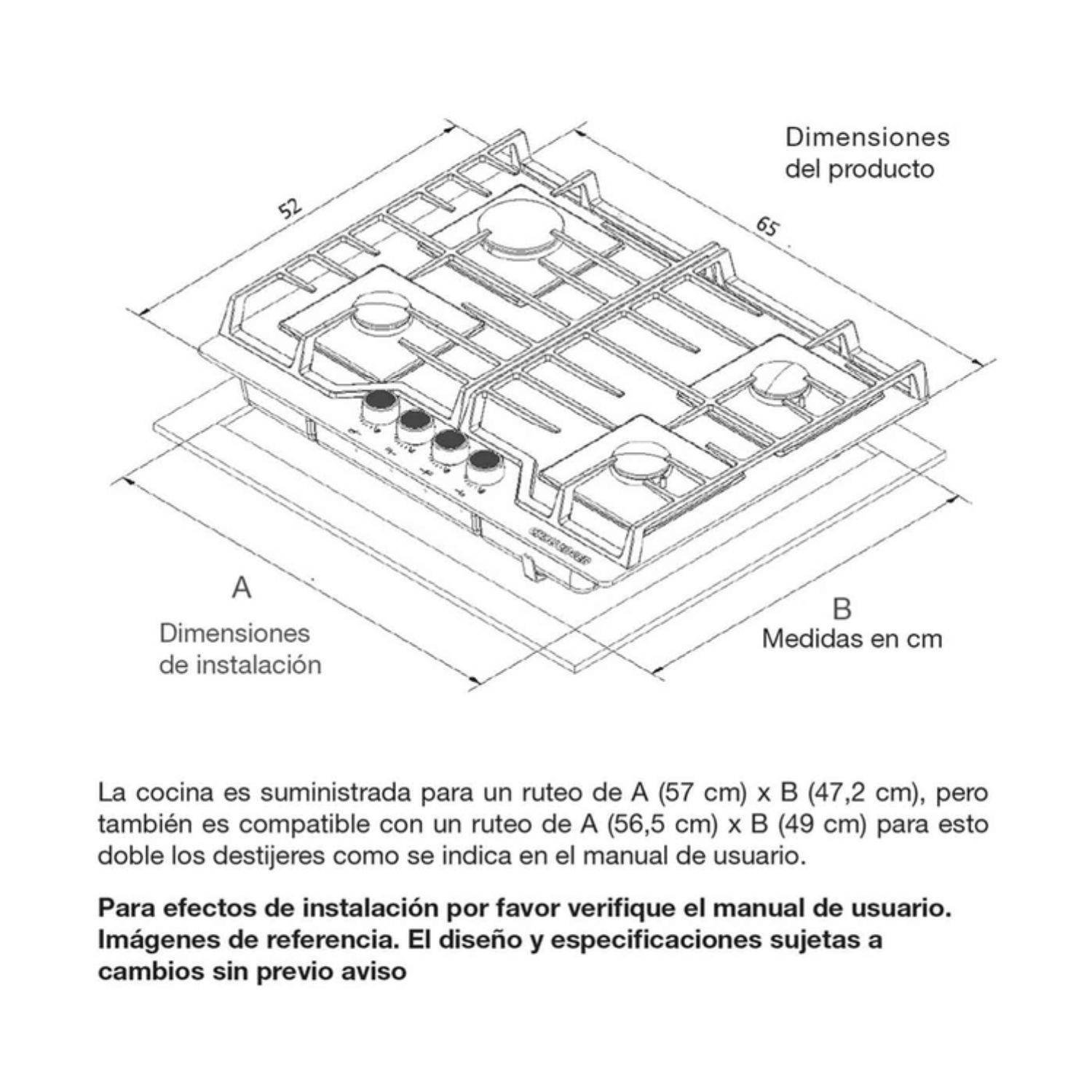 Estufa CHALLENGER 65 cm 4 Puestos Gas Natural SQ 6763 Negro - Image 4