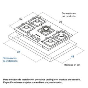 Estufa CHALLENGER 76 cm 5 Puestos Gas Natural SQ 6778 AE - Image 6
