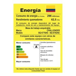 Estufa CHALLENGER 76 cm 5 Puestos Gas Natural SQ 6778 AE - Image 7
