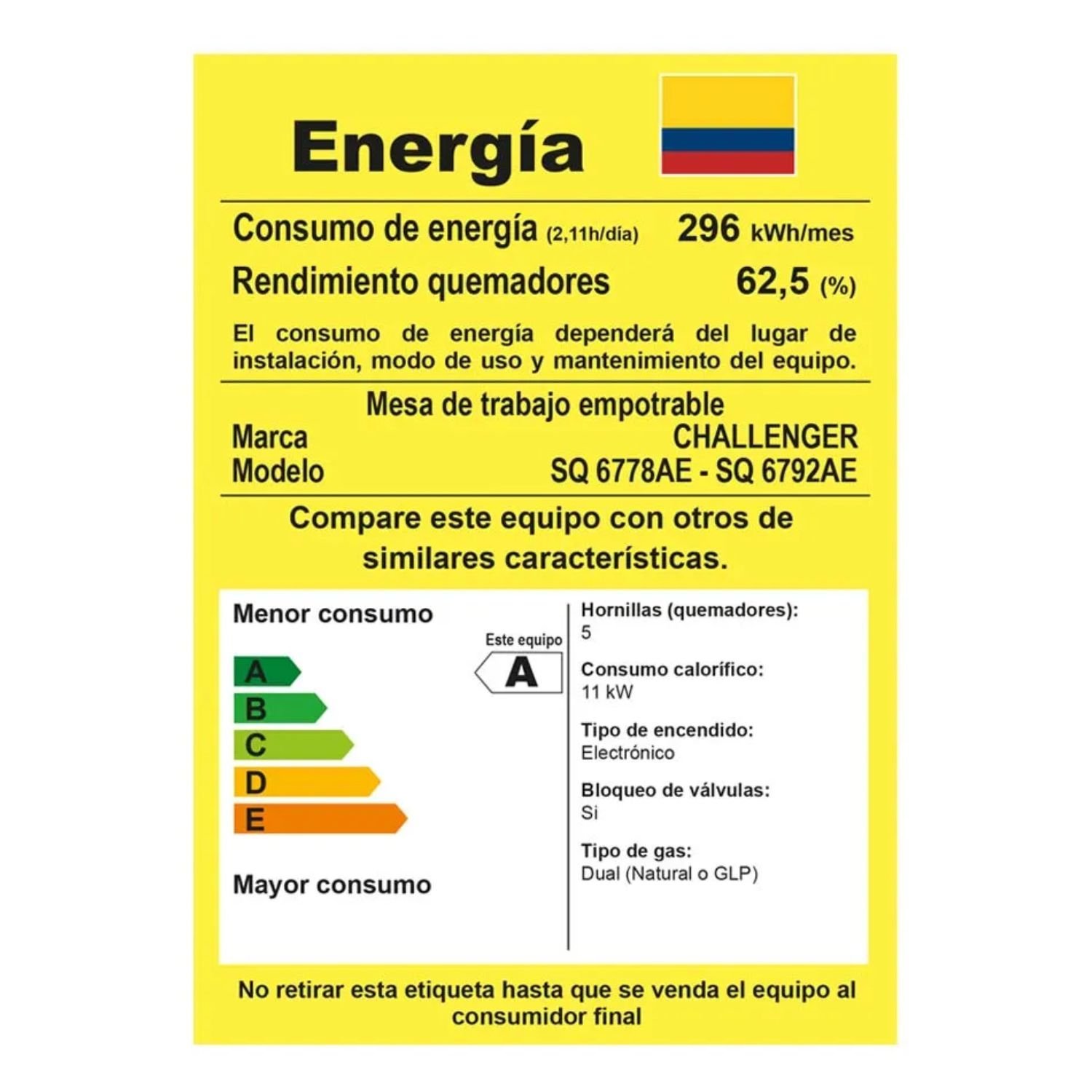 Estufa CHALLENGER 76 cm 5 Puestos Gas Natural SQ 6778 AE - Image 7