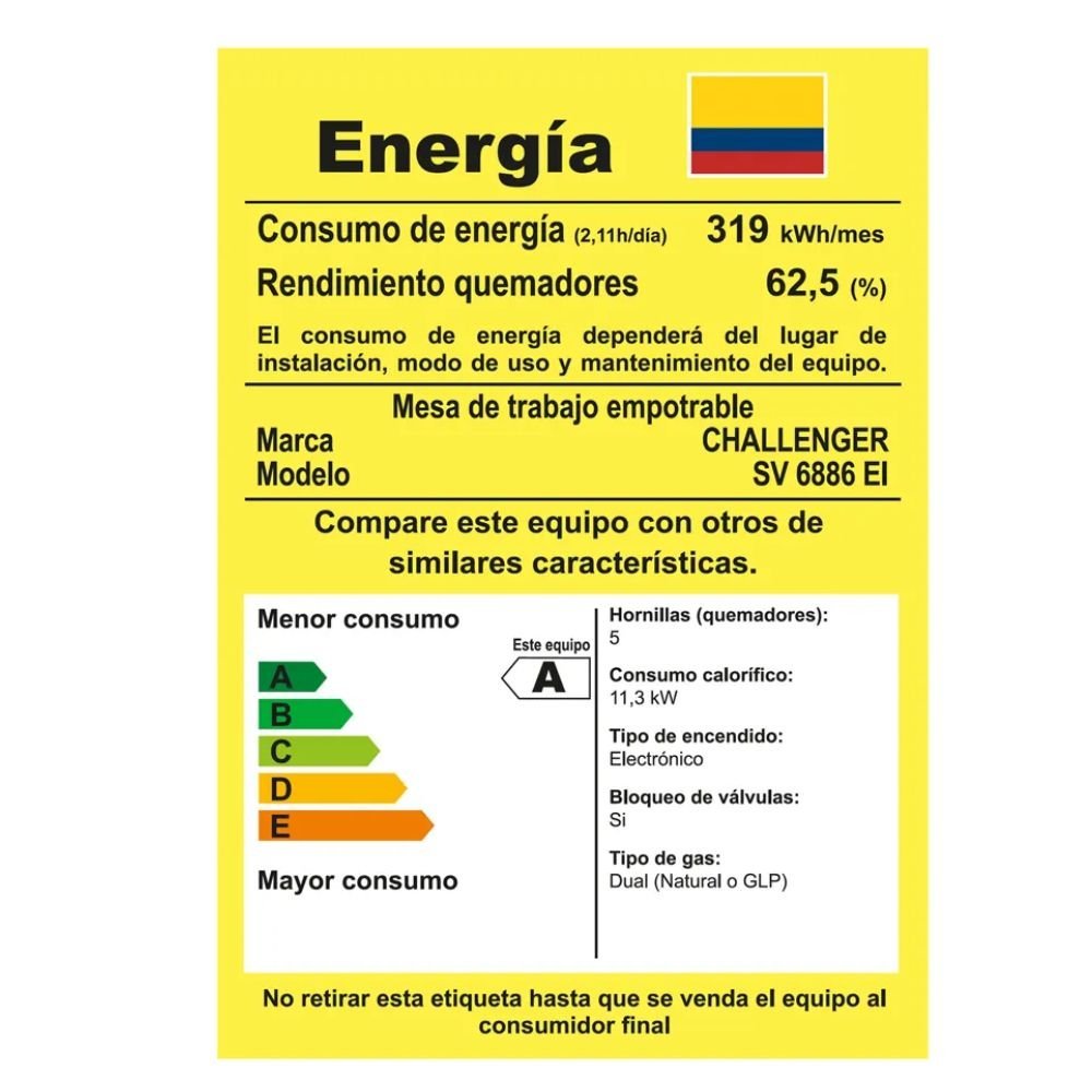 Estufa CHALLENGER 86 cm 5 Puestos Gas Natural SV-6886 Inox - Image 8