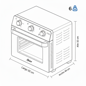 Horno con Freidora OSTER 22 Litros TSSTTVMAF1NS Negro - Image 9