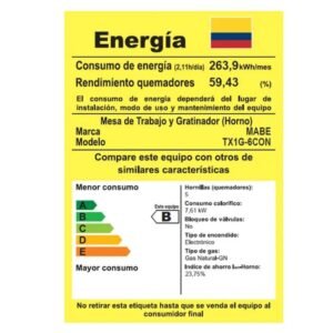 Estufa de Piso MABE 52cm 4 Puestos GN Horno TX1G-6CON Gris - Image 8