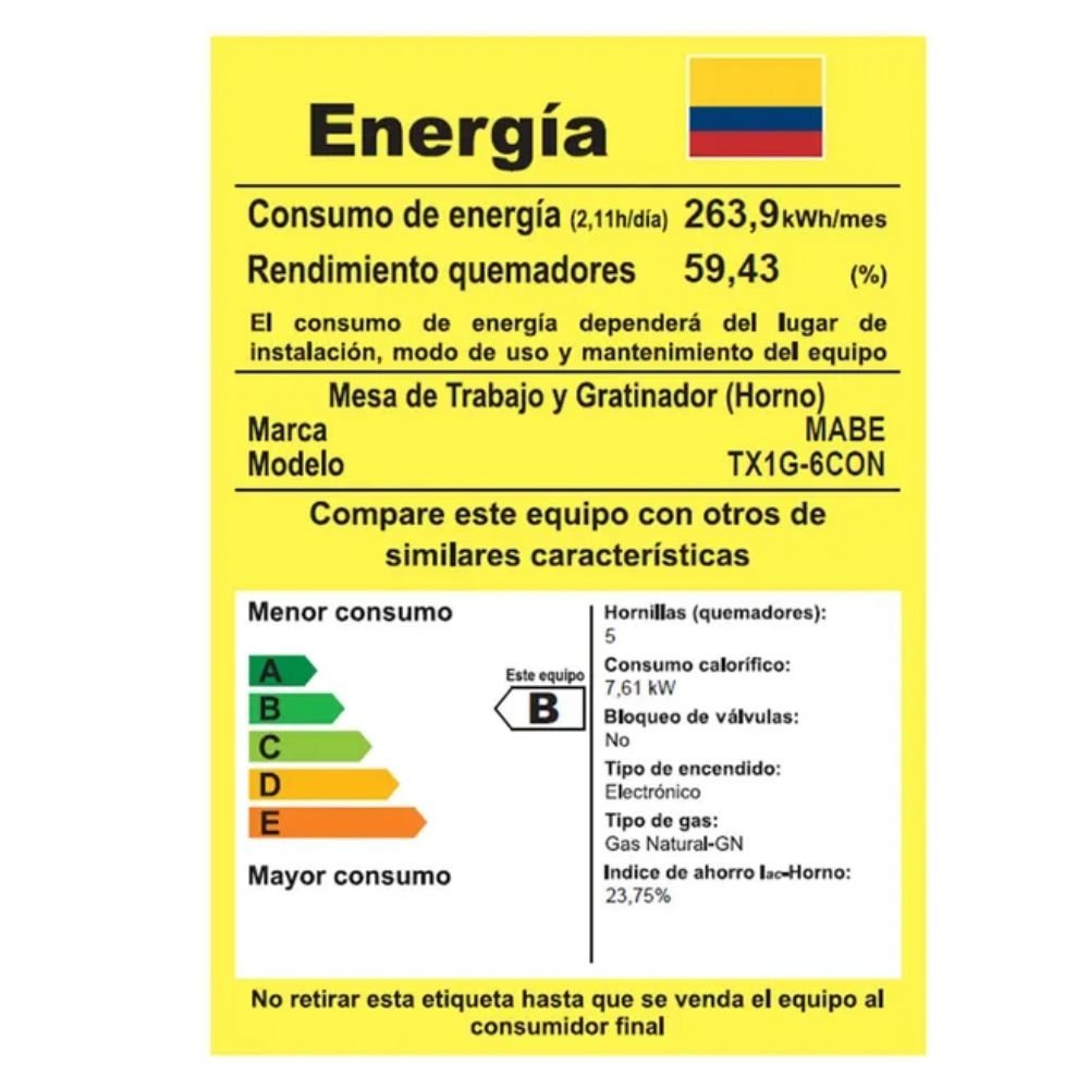 Estufa de Piso MABE 52cm 4 Puestos GN Horno TX1G-6CON Gris - Image 8