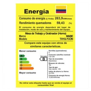 Estufa de Piso MABE 50 cm 4 Puestos GN Horno TX1G-7CON Gris - Image 8
