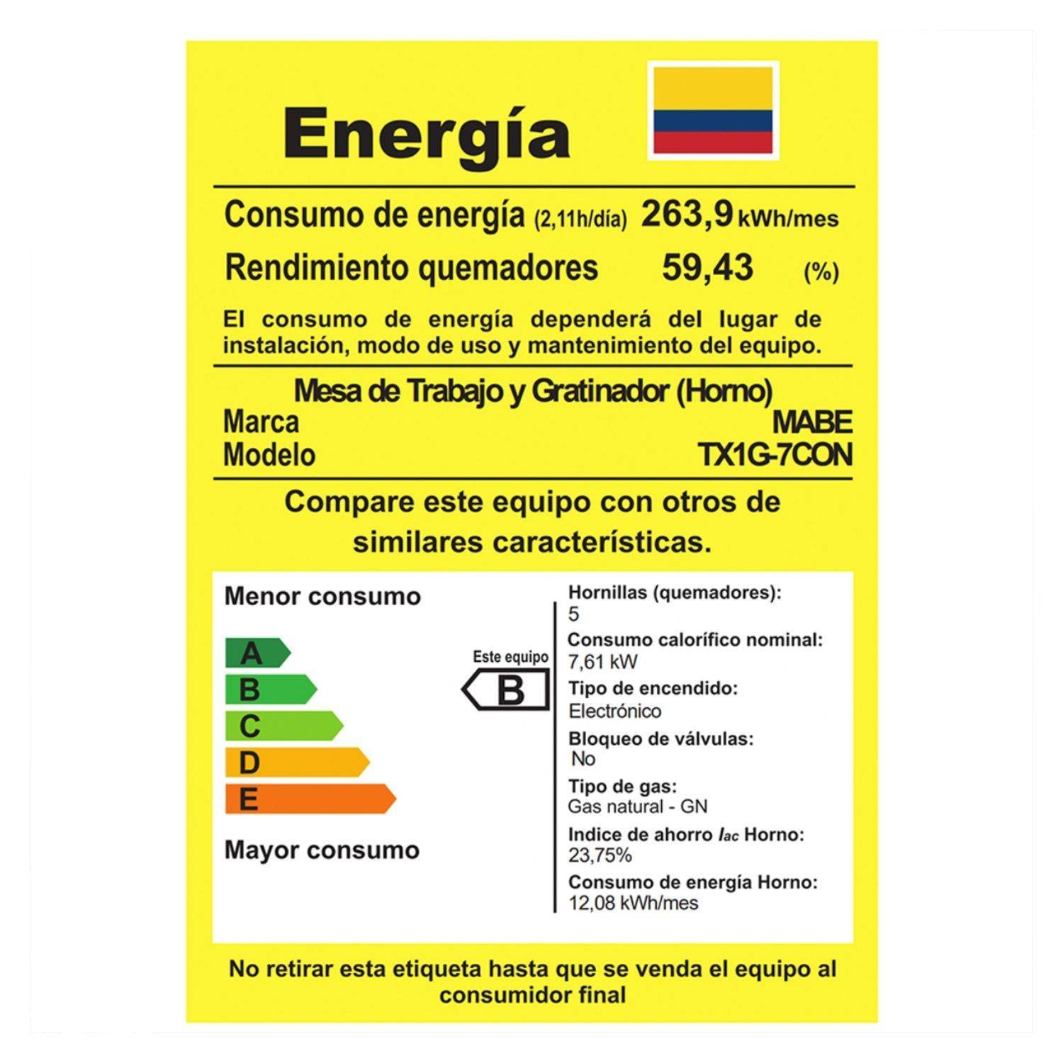 Estufa de Piso MABE 50 cm 4 Puestos GN Horno TX1G-7CON Gris - Image 8