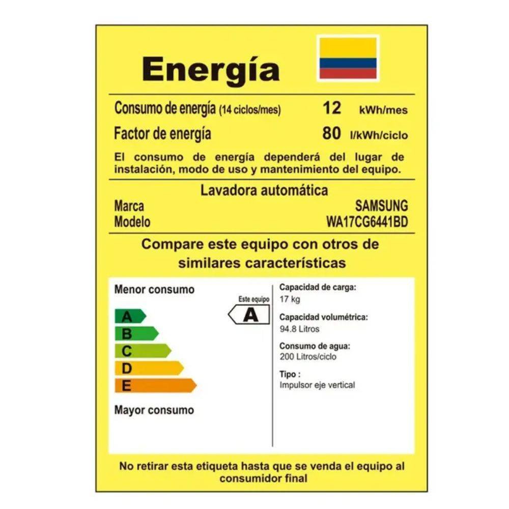Lavadora SAMSUNG 17Kg / 37 Lb Carga Superior WA17CG6441BD - Image 8