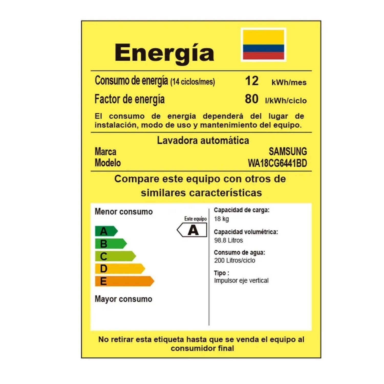 Lavadora SAMSUNG 18kg/39lb Carga Superior WA18CG6441BDCO - Image 7