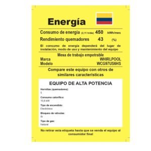 Estufa WHIRLPOOL 91 cm 5 Puestos Gas Natural WCG97US6HS - Image 8