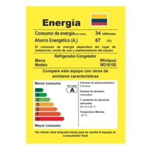 Nevecon Whirlpool No Frost 518 Litros Inverter WD1610S Gris - Image 8