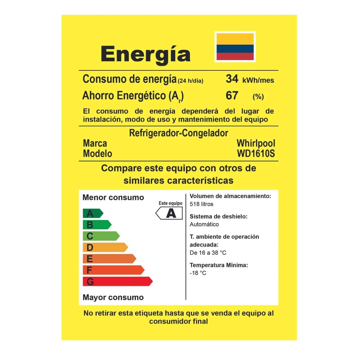 Nevecon Whirlpool No Frost 518 Litros Inverter WD1610S Gris - Image 8