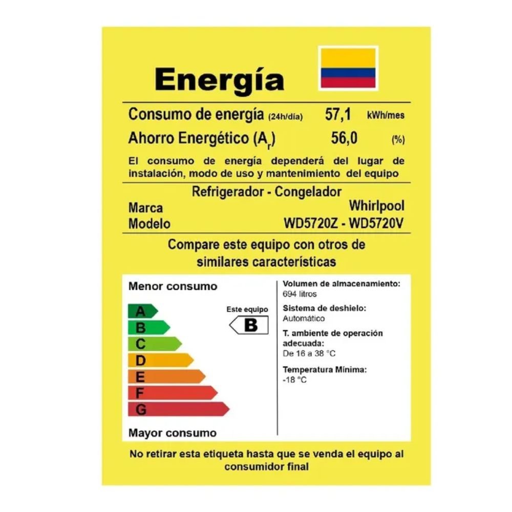 Nevecon WHIRLPOOL No Frost 694 Litros WD5720V Inverter Negro - Image 8