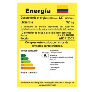 Calentador de Agua GN 12Lt 120V Tiro Forzado CHALLENGER 7125 - Image 8