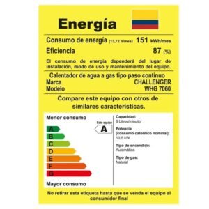Calentador de Agua GN 6Lt 120V Tiro Natural CHALLENGER 7060 - Image 5